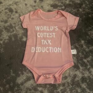 Pink Baby Girls "World's Cutest Tax Deduction" Onesie 6 Months (NEW)